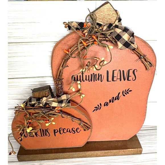 Autumn Leaves And Pumpkins Please Shelf Sitter Fall Autumn...